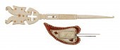 TWO WHALE IVORY AND WHALEBONE