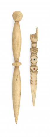 TWO WHALEBONE BODKINS MID-19TH