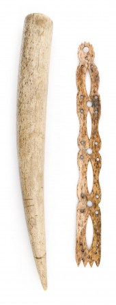 TWO WHALEBONE ITEMS 19TH CENTU