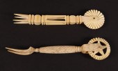 TWO WHALEMAN CARVED PIE CRIMPE