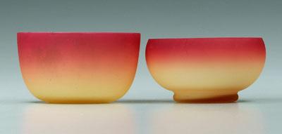 Two Wheeling peachblow bowls: one