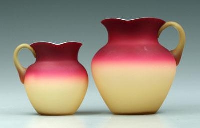 Two Wheeling peachblow pitchers: