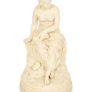 Two White Bisque Figures of Maidens