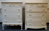 TWO WHITE ENAMEL CHESTS OF DRA