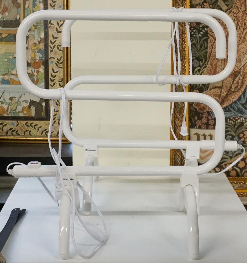 TWO WHITE ENAMEL ELECTRIC TOWEL