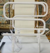 TWO WHITE ENAMEL ELECTRIC TOWE
