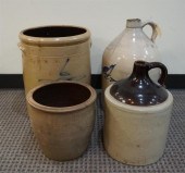 TWO WHITE GLAZED STONEWARE JUG