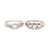 TWO WHITE GOLD AND DIAMOND RIN