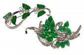 TWO WHITE GOLD, DIAMOND, & JAD