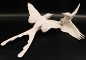 TWO WHITE GROUND PORCELAIN BIR