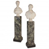 TWO WHITE MARBLE PORTRAIT BUST