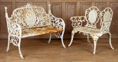 TWO WHITE PAINTED GARDEN BENCH