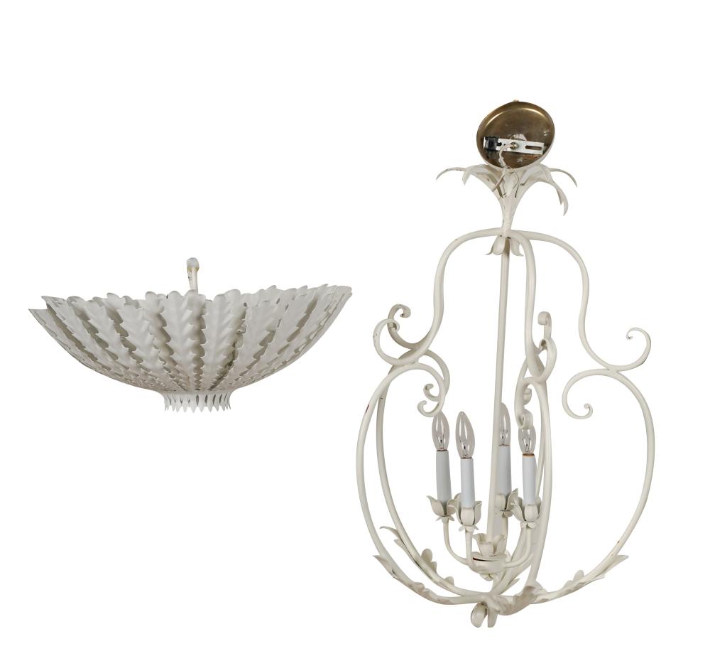 TWO WHITE-PAINTED METAL CEILING