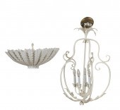 TWO WHITE-PAINTED METAL CEILIN