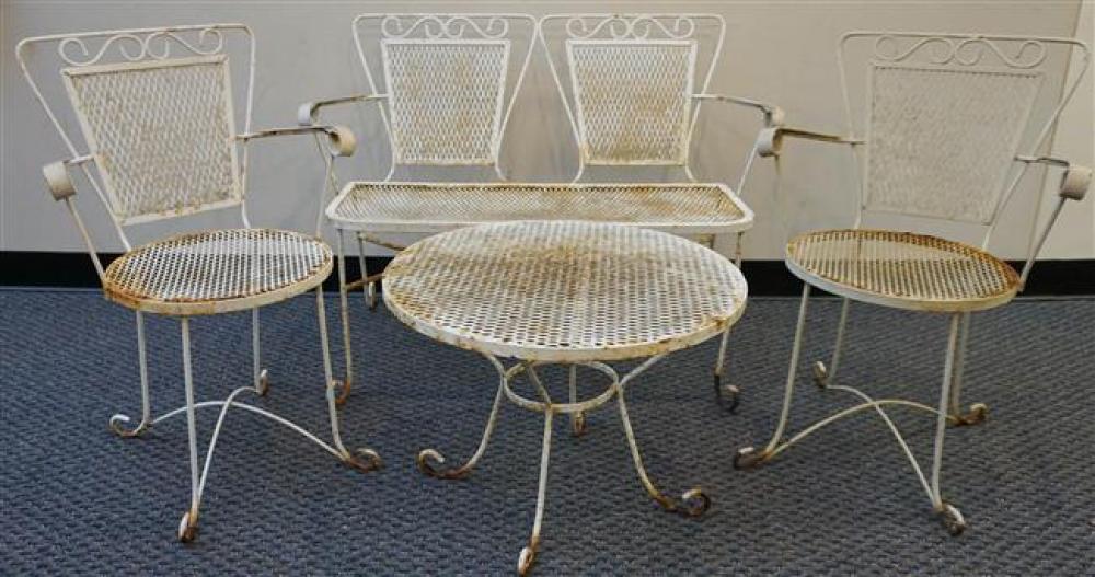 TWO WHITE PAINTED WROUGHT IRON
