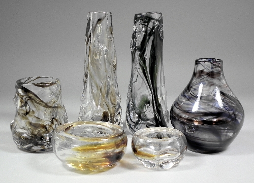 Two Whitefriars streaked glass