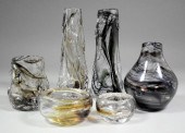 Two Whitefriars streaked glass
