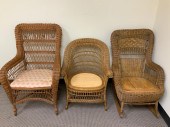 TWO WICKER ARM CHAIRS AND A RO