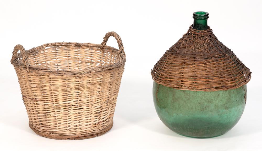 TWO WICKER ITEMS EARLY 20TH