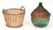 TWO WICKER ITEMS EARLY 20TH CE