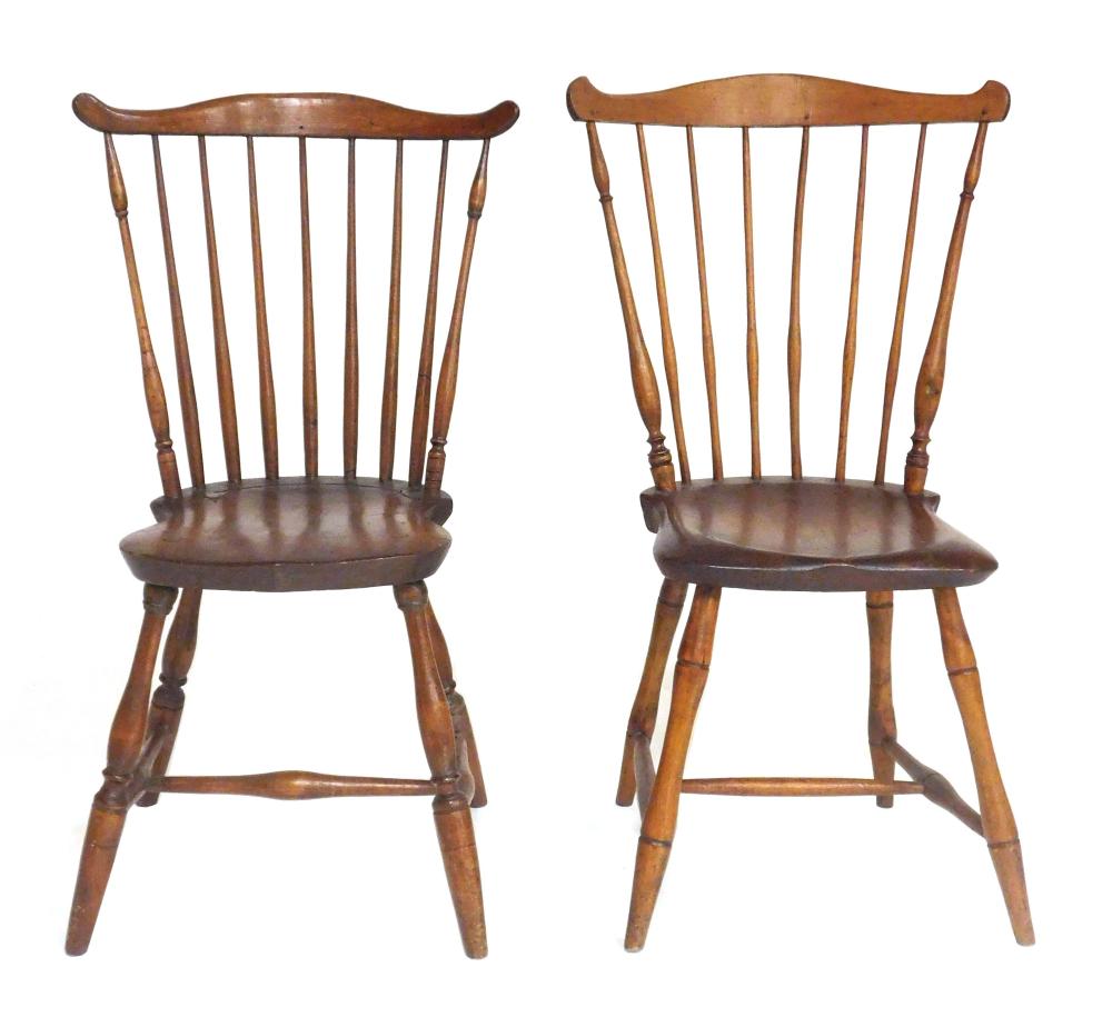 TWO WINDSOR FAN BACK SIDE CHAIRS,