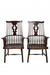 TWO WINDSOR HIGH BACK ARMCHAIR