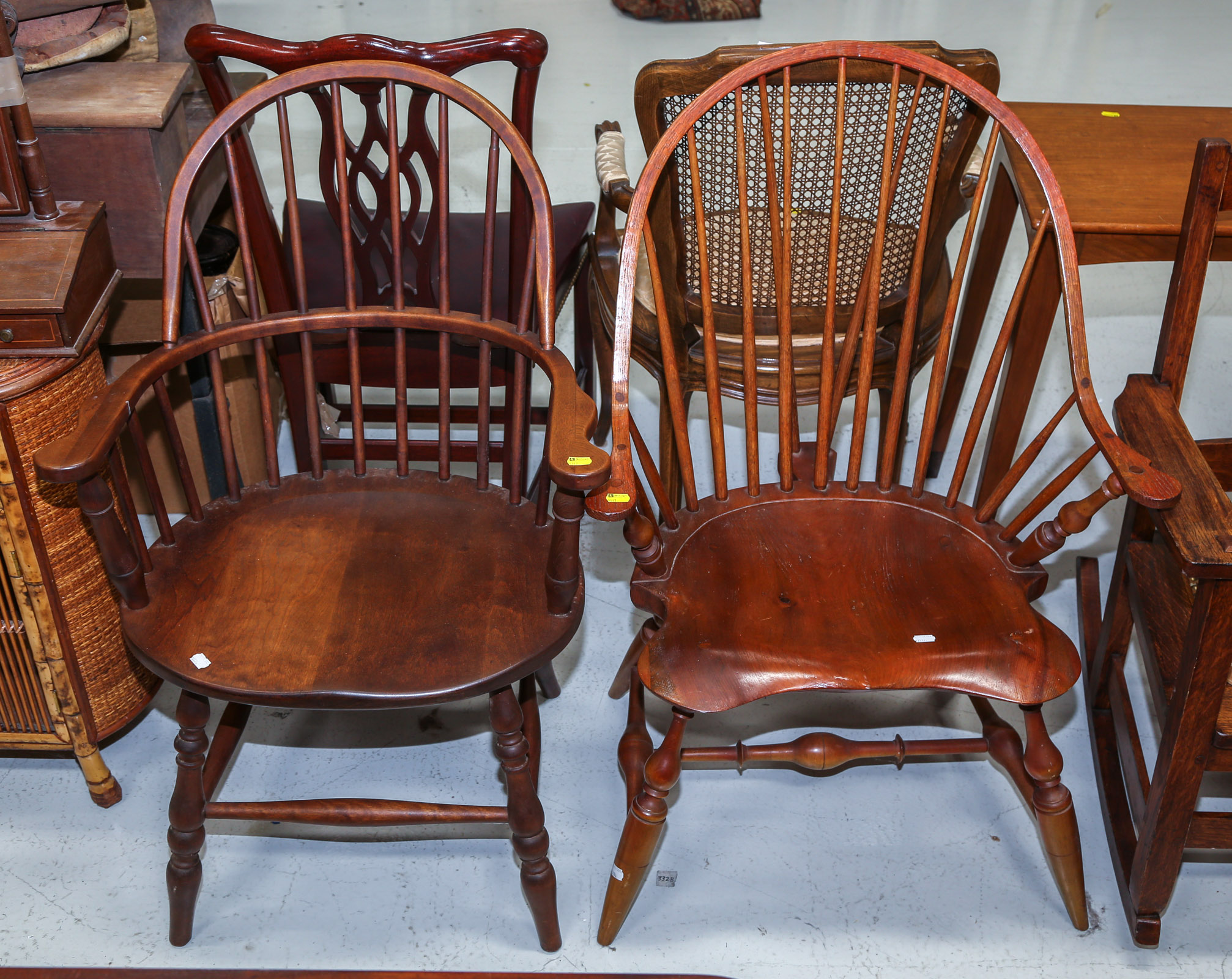 TWO WINDSOR STYLE ARMCHAIRS
