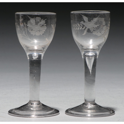 Two wine glasses, mid 18th c, the