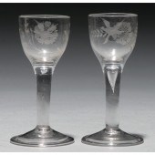 Two wine glasses, mid 18th c,
