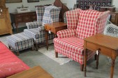 TWO WINGBACK CHAIRS & OTTOMAN.