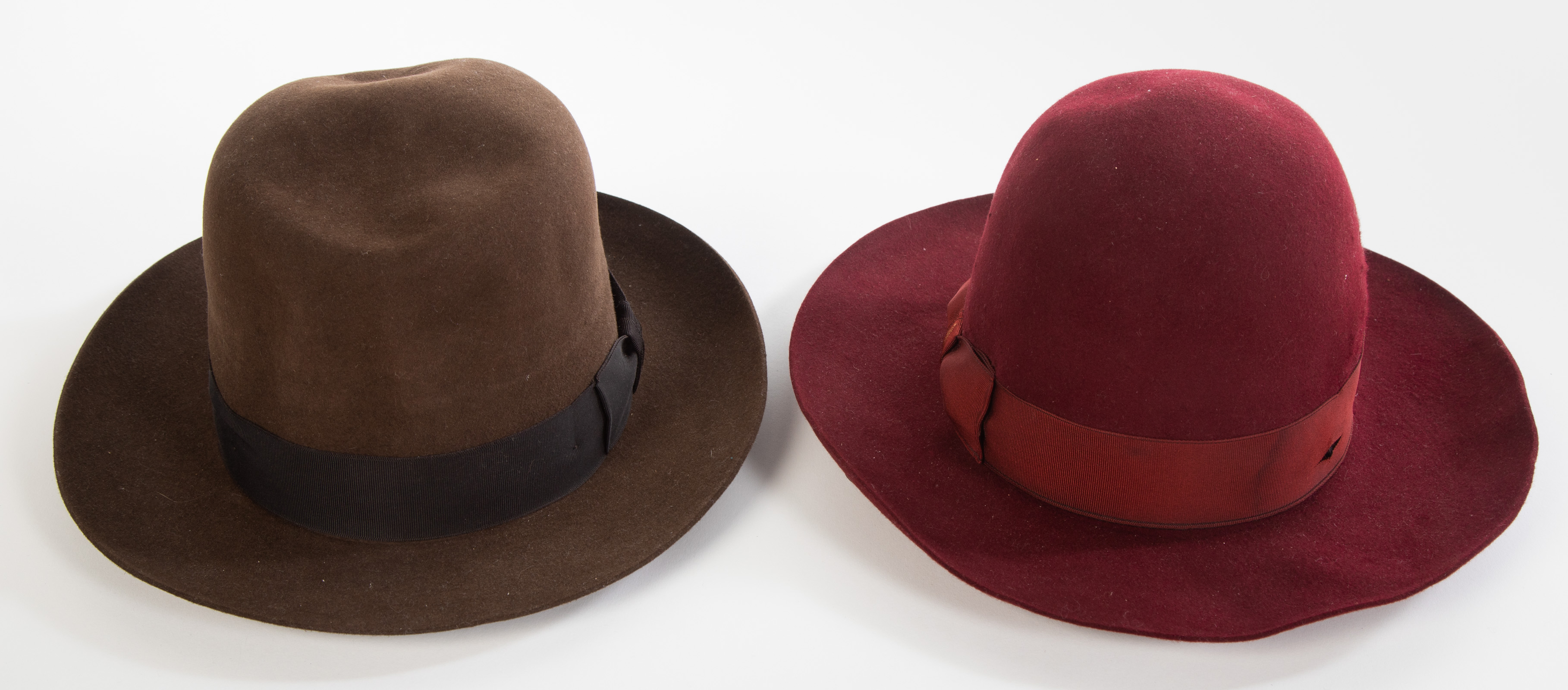 TWO WINTER WOOL HATS One red