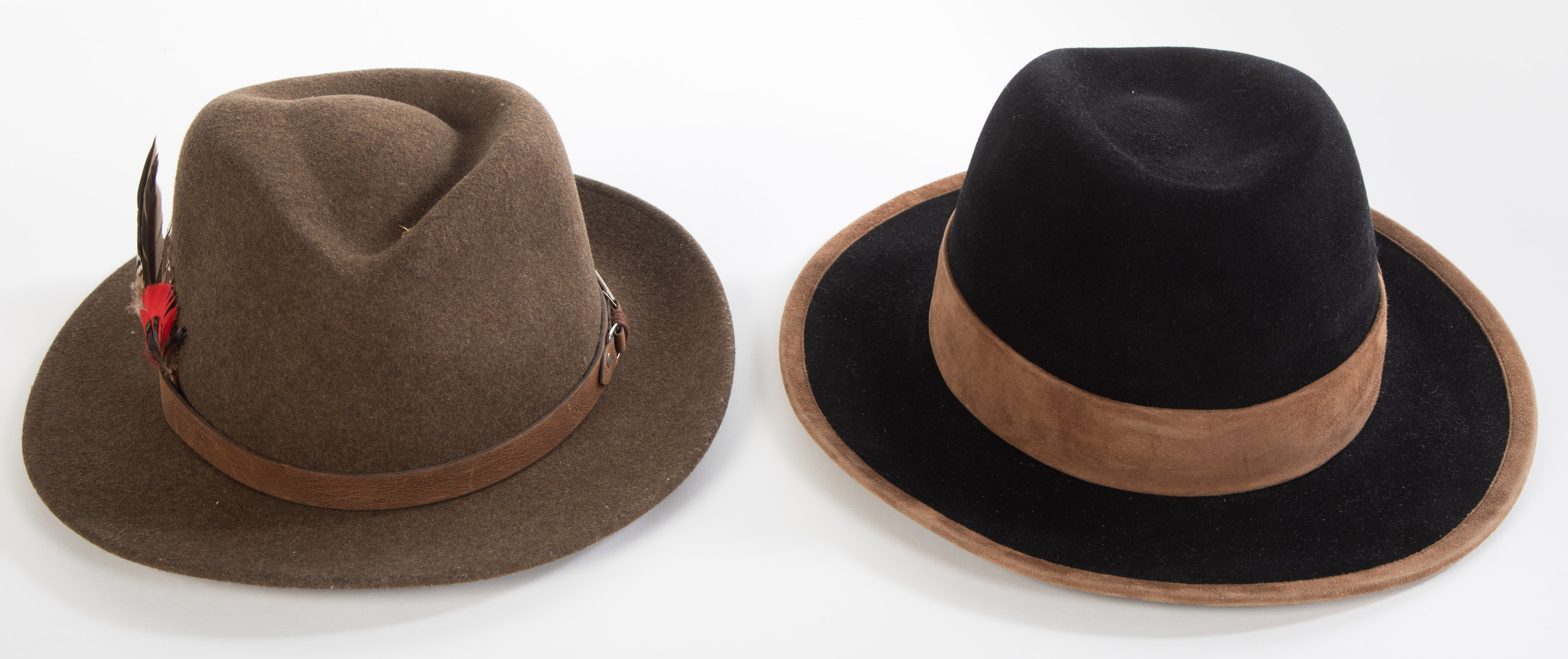 TWO WINTER WOOL HATS One brown