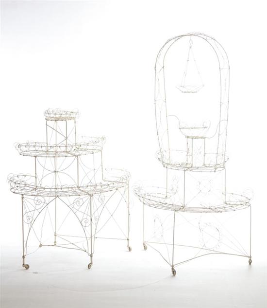 TWO WIRE PLANT STANDS.  American 