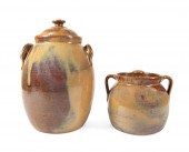 TWO W.J. GORDY FOLK ART GLAZED