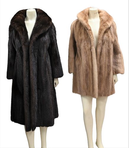 TWO WOMEN'S SHEARED MINK JACKETS,