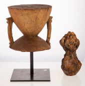 TWO WOOD ARTIFACTS FROM BAR VA