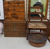 TWO WOOD DIMINUTIVE CABINETS,