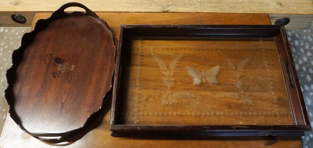 TWO WOOD GALLERY TRAYS, L OF