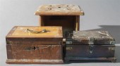 TWO WOOD HINGED BOXES, 18TH-19