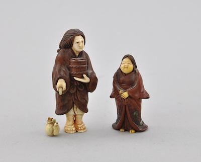 Two Wood & Ivory Netsukes First