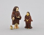 Two Wood & Ivory Netsukes Firs
