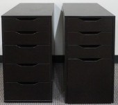 TWO WOOD LOW OFFICE CABINETS,