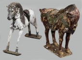 TWO WOOD MODELS OF CAPARISONED