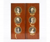 Two wood panels each set with