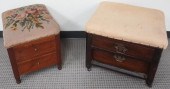 TWO WOOD UPHOLSTERED SEAT SIDE