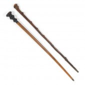 TWO WOOD WALKING STICKS, ONE W