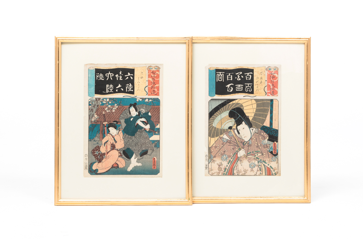 TWO WOODBLOCK PRINTS, TOYOKUNI III.