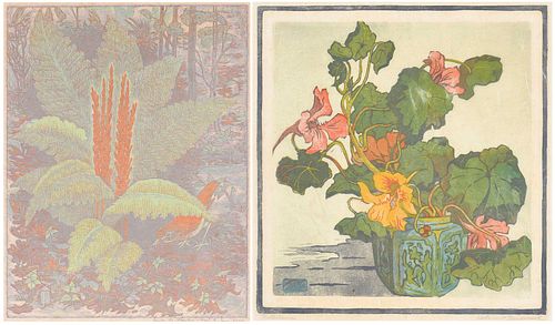 TWO WOODBLOCK PRINTSKatherine H.