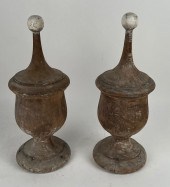 TWO WOODEN ARCHITECTURAL FINIA