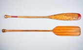 TWO WOODEN CANOE PADDLESTwo wo